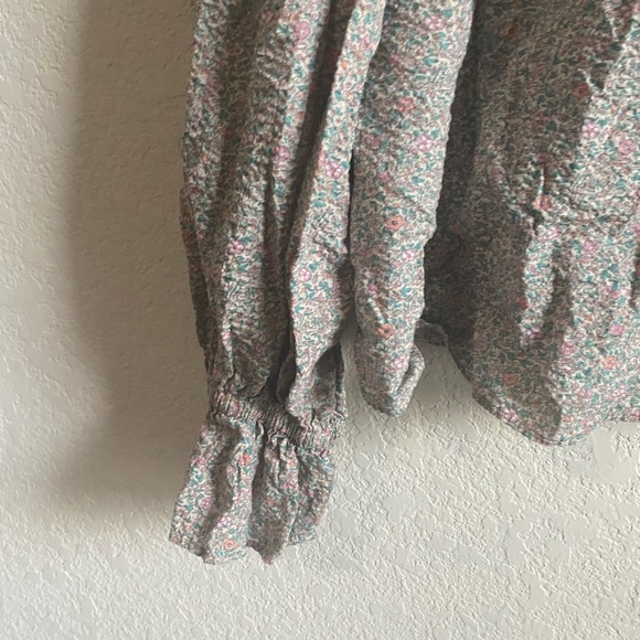 Moodie Ditsy Floral Long Sleeve Blouse M Keyhole Back Boho Hippie Peasant - Picture 5 of 12